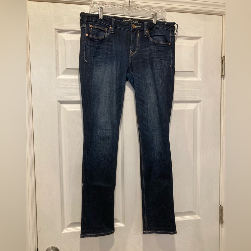 Express Women's Low Rise Stella Ankle Skinny Dark Blue Denim Jeans Size 10 👙
